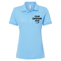 Jerzees Women's Dri-Power® Polo, Light Blue, Front view, Mockup