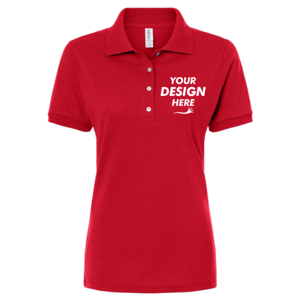 Jerzees Women's Dri-Power® Polo, True Red, Front view, Mockup