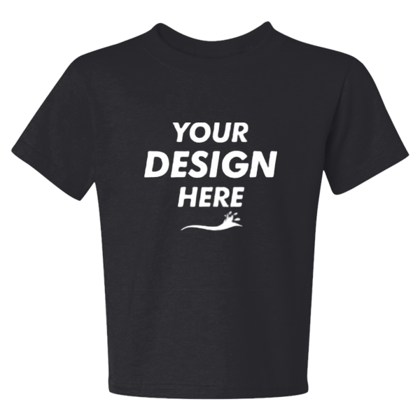 Jerzees Youth Dri-Power® 50/50 T-Shirt, Black, Front view, Mockup