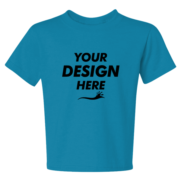 Jerzees Youth Dri-Power® 50/50 T-Shirt, California Blue, Front view, Mockup