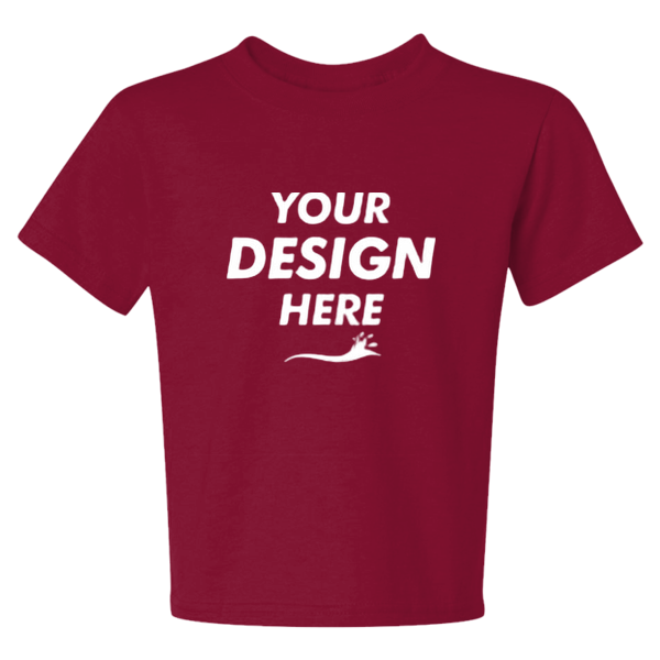 Jerzees Youth Dri-Power® 50/50 T-Shirt, Cardinal, Front view, Mockup