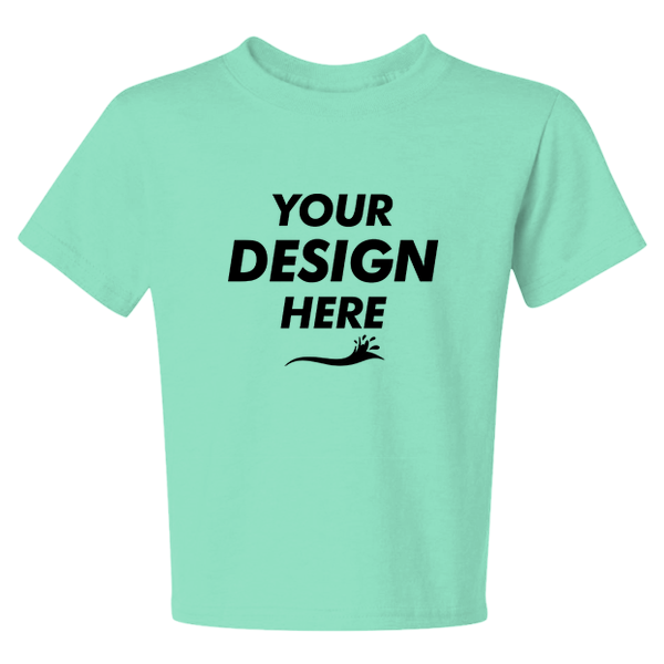 Jerzees Youth Dri-Power® 50/50 T-Shirt, Cool Mint, Front view, Mockup
