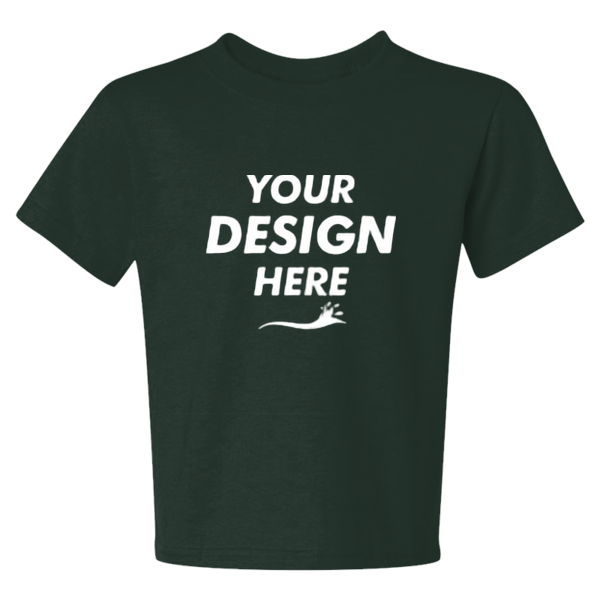 Jerzees Youth Dri-Power® 50/50 T-Shirt, Forest Green, Front view, Mockup