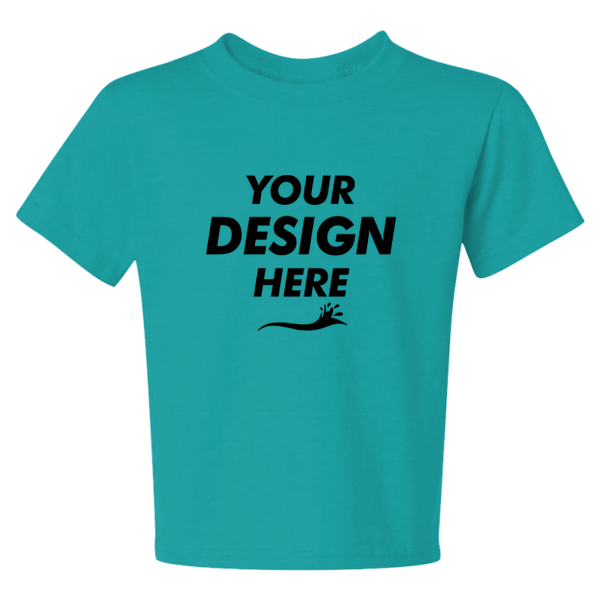 Jerzees Youth Dri-Power® 50/50 T-Shirt, Jade, Front view, Mockup
