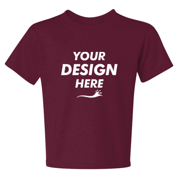 Jerzees Youth Dri-Power® 50/50 T-Shirt, Maroon, Front view, Mockup