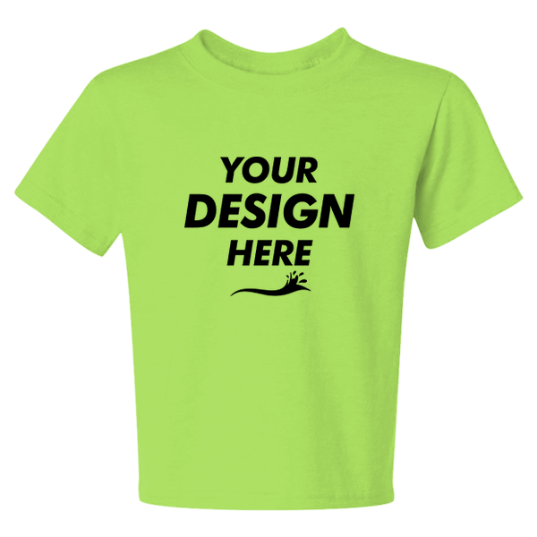 Jerzees Youth Dri-Power® 50/50 T-Shirt, Neon Green, Front view, Mockup