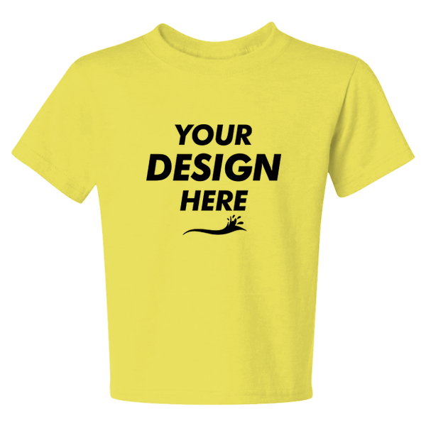 Jerzees Youth Dri-Power® 50/50 T-Shirt, Neon Yellow, Front view, Mockup