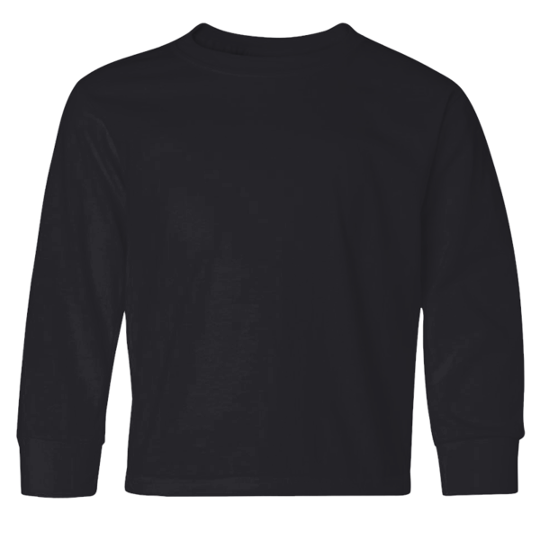 Jerzees Youth Dri-Power® Long Sleeve 50/50 T-Shirt, Black, Front view