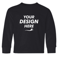 Jerzees Youth Dri-Power® Long Sleeve 50/50 T-Shirt, Black, Front view, Mockup