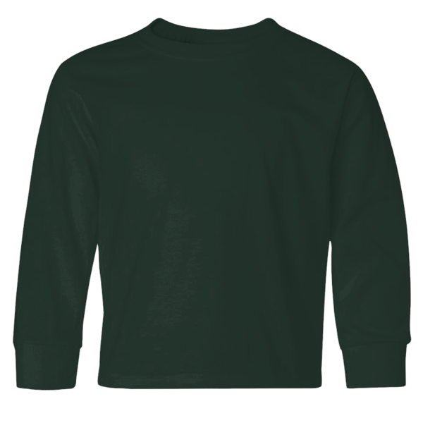 Jerzees Youth Dri-Power® Long Sleeve 50/50 T-Shirt, Forest Green, Front view
