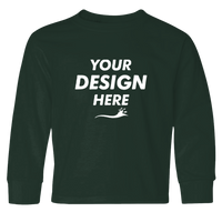 Jerzees Youth Dri-Power® Long Sleeve 50/50 T-Shirt, Forest Green, Front view, Mockup