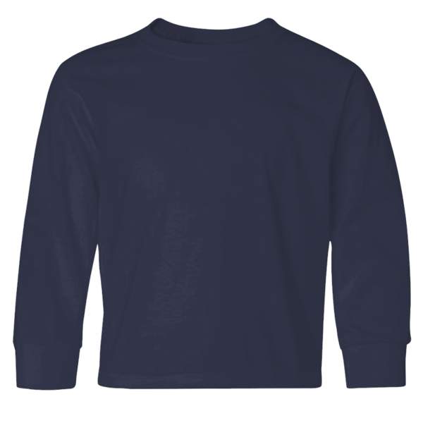 Jerzees Youth Dri-Power® Long Sleeve 50/50 T-Shirt, J. Navy, Front view