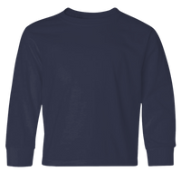 Jerzees Youth Dri-Power® Long Sleeve 50/50 T-Shirt, J. Navy, Front view