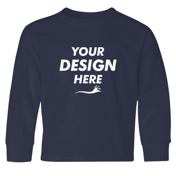 Jerzees Youth Dri-Power® Long Sleeve 50/50 T-Shirt, J. Navy, Front view, Mockup