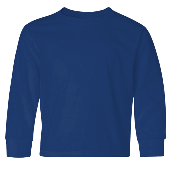 Jerzees Youth Dri-Power® Long Sleeve 50/50 T-Shirt, Royal, Front view