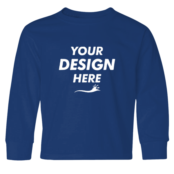 Jerzees Youth Dri-Power® Long Sleeve 50/50 T-Shirt, Royal, Front view, Mockup