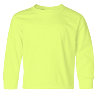 Jerzees Youth Dri-Power® Long Sleeve 50/50 T-Shirt, Safety Green, Front view