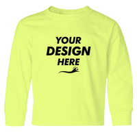 Jerzees Youth Dri-Power® Long Sleeve 50/50 T-Shirt, Safety Green, Front view, Mockup