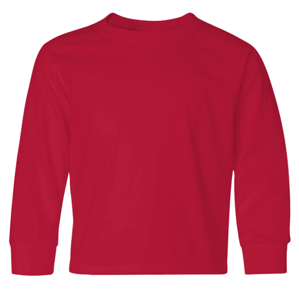 Jerzees Youth Dri-Power® Long Sleeve 50/50 T-Shirt, True Red, Front view