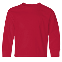 Jerzees Youth Dri-Power® Long Sleeve 50/50 T-Shirt, True Red, Front view
