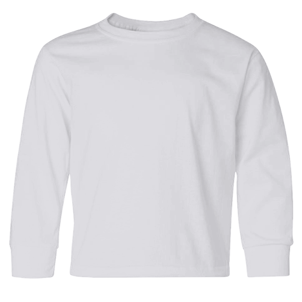Jerzees Youth Dri-Power® Long Sleeve 50/50 T-Shirt, White, Front view