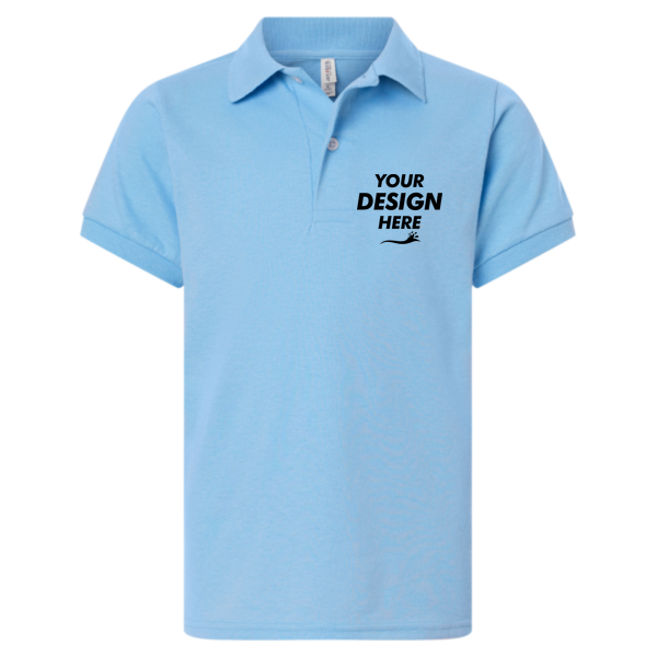 Jerzees Youth Dri-Power® Polo, Light Blue, Front view, Mockup