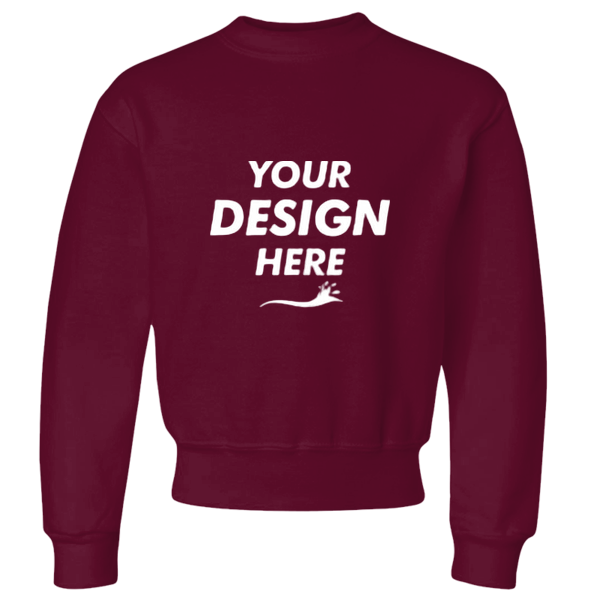 Jerzees Youth NuBlend® Crewneck Sweatshirt, Maroon, Front view, Mockup