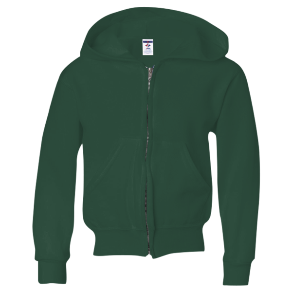 Jerzees Youth NuBlend® Full-Zip Hooded Sweatshirt, Forest Green, Front view