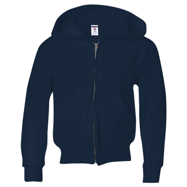 Jerzees Youth NuBlend® Full-Zip Hooded Sweatshirt, J. Navy, Front view