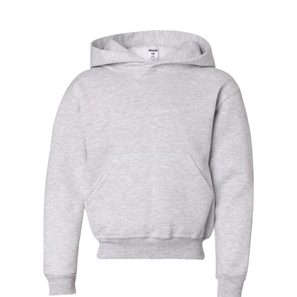 Jerzees Youth NuBlend® Hooded Sweatshirt, Ash, Front view