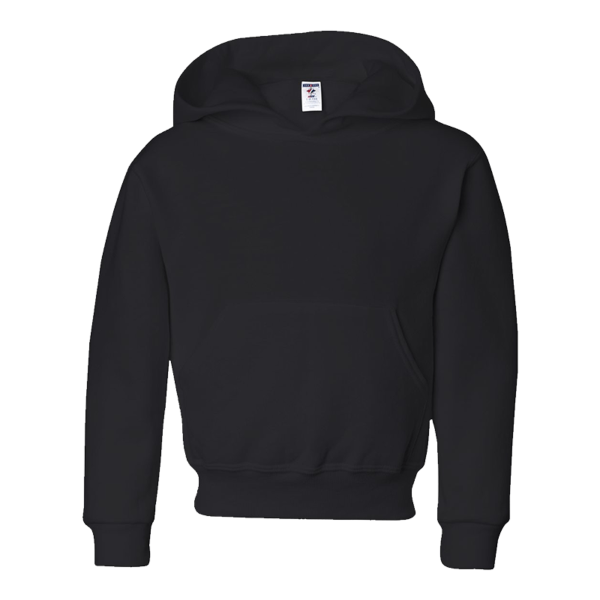 Jerzees Youth NuBlend® Hooded Sweatshirt, Black, Front view