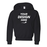 Jerzees Youth NuBlend® Hooded Sweatshirt, Black, Front view, Mockup