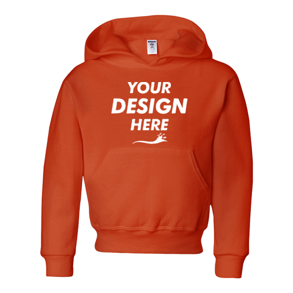 Jerzees Youth NuBlend® Hooded Sweatshirt, Burnt Orange, Front view, Mockup