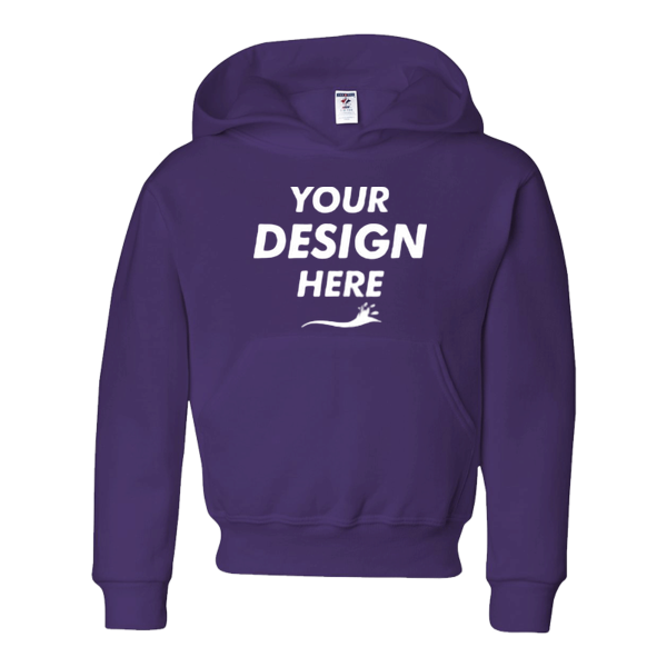 Jerzees Youth NuBlend® Hooded Sweatshirt, Deep Purple, Front view, Mockup