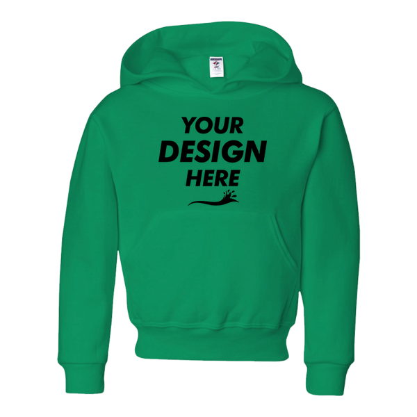 Jerzees Youth NuBlend® Hooded Sweatshirt, Kelly, Front view, Mockup