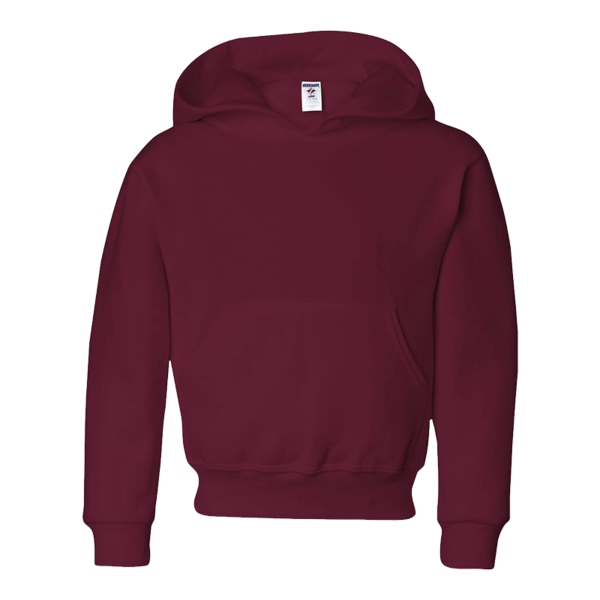 Jerzees Youth NuBlend® Hooded Sweatshirt, Maroon, Front view