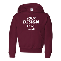 Jerzees Youth NuBlend® Hooded Sweatshirt, Maroon, Front view, Mockup