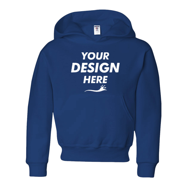 Jerzees Youth NuBlend® Hooded Sweatshirt, Royal, Front view, Mockup