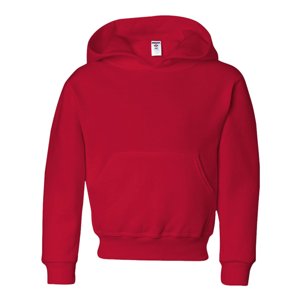 Jerzees Youth NuBlend® Hooded Sweatshirt, True Red, Front view