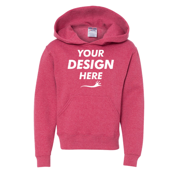 Jerzees Youth NuBlend® Hooded Sweatshirt, Vintage Heather Red, Front view, Mockup
