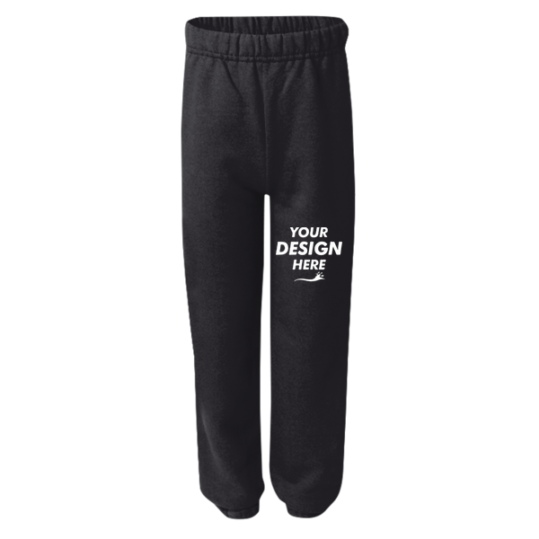 Jerzees Youth NuBlend® Sweatpants, Black, Front view, Mockup