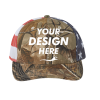 Kati Printed Mesh Trucker Cap, All Purpose / Usa Flag / Usa Flag, Front view, Mockup