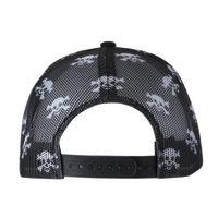 Kati Printed Mesh Trucker Cap, Black / Black / Skull, Back view