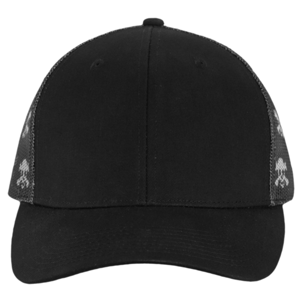 Kati Printed Mesh Trucker Cap, Black / Black / Skull, Front view