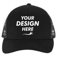 Kati Printed Mesh Trucker Cap, Black / Black / Skull, Front view, Mockup