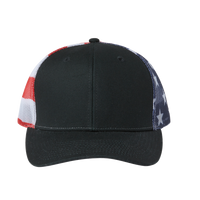 Kati Printed Mesh Trucker Cap, Black / Usa Flag / Usa Flag, Front view