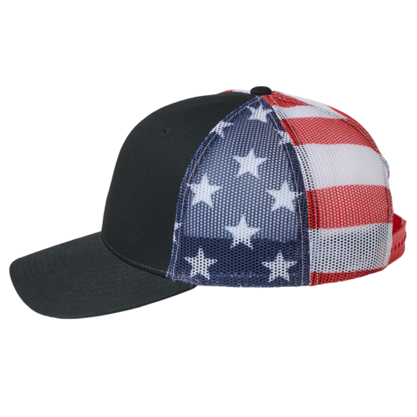 Kati Printed Mesh Trucker Cap, Black / Usa Flag / Usa Flag, Left Side view