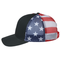 Kati Printed Mesh Trucker Cap, Black / Usa Flag / Usa Flag, Left Side view