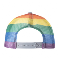 Kati Printed Mesh Trucker Cap, Grey / Rainbow / Rainbow, Back view