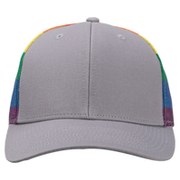 Kati Printed Mesh Trucker Cap, Grey / Rainbow / Rainbow, Front view